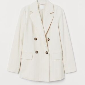 H&M Corduroy Blazer in Cream size US 8/M